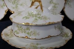 HAVILAND APPLE BLOSSOM SCH 61L-  COVERED GRAVY BOAT WITH ATTACHED UNDERPLATE ..... http://jaapiesfinechinastore.com