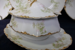 HAVILAND APPLE BLOSSOM SCH 61L-  COVERED GRAVY BOAT WITH ATTACHED UNDERPLATE ..... https://www.jaapiesfinechinastore.com