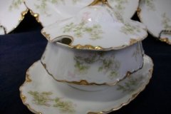 HAVILAND APPLE BLOSSOM SCH 61L-  COVERED GRAVY BOAT WITH ATTACHED UNDERPLATE ..... http://jaapiesfinechinastore.com