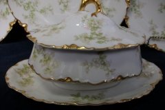 HAVILAND APPLE BLOSSOM SCH 61L-  COVERED GRAVY BOAT WITH ATTACHED UNDERPLATE ..... http://jaapiesfinechinastore.com