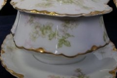 HAVILAND APPLE BLOSSOM SCH 61L-  COVERED GRAVY BOAT WITH ATTACHED UNDERPLATE ..... http://jaapiesfinechinastore.com