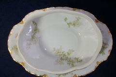 HAVILAND APPLE BLOSSOM SCH 61L-  COVERED GRAVY BOAT WITH ATTACHED UNDERPLATE ..... https://www.jaapiesfinechinastore.com