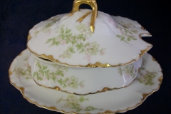 HAVILAND APPLE BLOSSOM SCH 61L-  COVERED GRAVY BOAT WITH ATTACHED UNDERPLATE ..... https://www.jaapiesfinechinastore.com