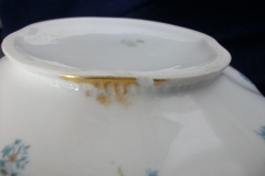 CHIP AT FOOT OF BOWL   ...........   HAVILAND BLUE CORNFLOWER- COVERED SERVING BOWL #1 ..... https://www.jaapiesfinechinastore.com