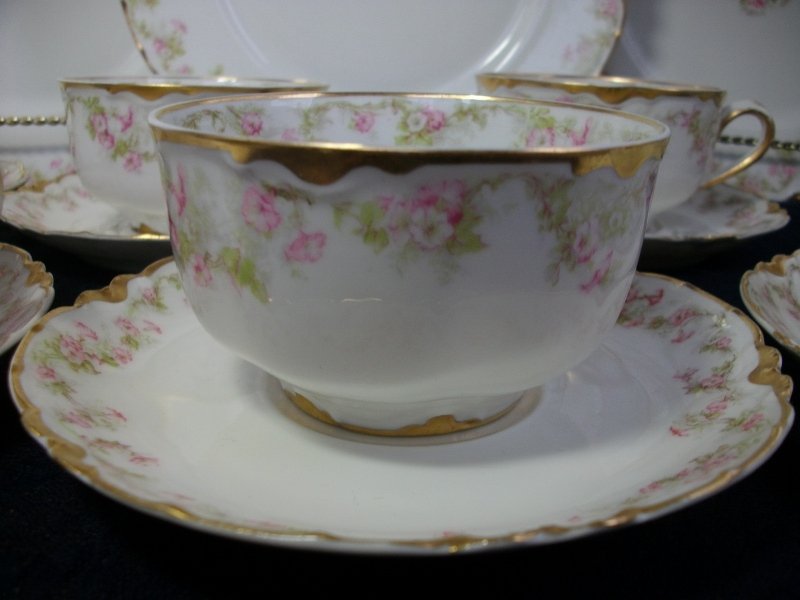 HAVILAND LIMOGES CHINA- FLORAL GARLAND #22079- SCHLEIGER 525- GOLD