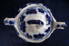 JOHNSON BROTHERS  NORMANDY (FLOW BLUE)-  COVERED SUGAR BOWL   .....    https://www.jaapiesFineChinaStore.com