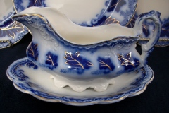 JOHNSON BROTHERS NORMANDY (FLOW BLUE)-  GRAVY BOAT & UNDERPLATE ..... https://www.jaapiesFineChinaStore.com