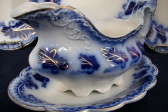 JOHNSON BROTHERS NORMANDY (FLOW BLUE)-  GRAVY BOAT & UNDERPLATE ..... https://www.jaapiesFineChinaStore.com