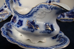 JOHNSON BROTHERS NORMANDY (FLOW BLUE)-  GRAVY BOAT & UNDERPLATE ..... https://www.jaapiesFineChinaStore.com