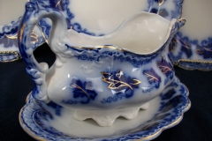 JOHNSON BROTHERS NORMANDY (FLOW BLUE)-  GRAVY BOAT & UNDERPLATE ..... https://www.jaapiesFineChinaStore.com