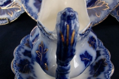 JOHNSON BROTHERS NORMANDY (FLOW BLUE)-  GRAVY BOAT & UNDERPLATE ..... https://www.jaapiesFineChinaStore.com