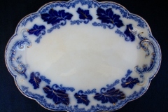 JOHNSON BROTHERS NORMANDY (FLOW BLUE)-  MEDIUM SERVING PLATTER 12  5/8"    ..... https://www.jaapiesFineChinaStore.com