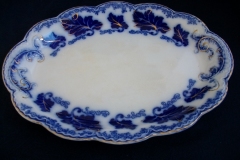 JOHNSON BROTHERS NORMANDY (FLOW BLUE)-  MEDIUM SERVING PLATTER 12  5/8"    ..... https://www.jaapiesFineChinaStore.com