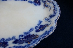 JOHNSON BROTHERS NORMANDY (FLOW BLUE)-  MEDIUM SERVING PLATTER 12  5/8"    ..... https://www.jaapiesFineChinaStore.com