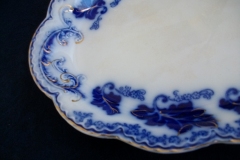 JOHNSON BROTHERS NORMANDY (FLOW BLUE)-  MEDIUM SERVING PLATTER 12  5/8"    ..... https://www.jaapiesFineChinaStore.com