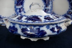 JOHNSON BROTHERS NORMANDY (FLOW BLUE)-  OVAL COVERED SERVING BOWL    ..... https://www.jaapiesFineChinaStore.com