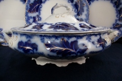 JOHNSON BROTHERS NORMANDY (FLOW BLUE)-  OVAL COVERED SERVING BOWL    ..... https://www.jaapiesFineChinaStore.com