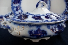 JOHNSON BROTHERS NORMANDY (FLOW BLUE)-  OVAL COVERED SERVING BOWL    ..... https://www.jaapiesFineChinaStore.com