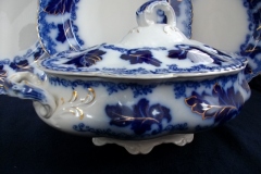 JOHNSON BROTHERS NORMANDY (FLOW BLUE)-  OVAL COVERED SERVING BOWL    ..... https://www.jaapiesFineChinaStore.com