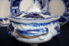 JOHNSON BROTHERS NORMANDY (FLOW BLUE)-  OVAL COVERED SERVING BOWL    ..... https://www.jaapiesFineChinaStore.com