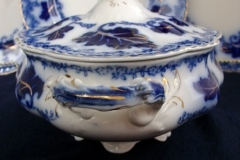 JOHNSON BROTHERS NORMANDY (FLOW BLUE)-  OVAL COVERED SERVING BOWL    ..... https://www.jaapiesFineChinaStore.com