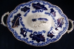 JOHNSON BROTHERS NORMANDY (FLOW BLUE)-  OVAL COVERED SERVING BOWL    ..... https://www.jaapiesFineChinaStore.com