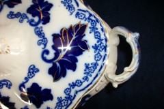 JOHNSON BROTHERS NORMANDY (FLOW BLUE)-  OVAL COVERED SERVING BOWL    ..... https://www.jaapiesFineChinaStore.com