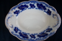 JOHNSON BROTHERS NORMANDY (FLOW BLUE)-  OVAL OPEN SERVING BOWL  9"    ..... https://www.jaapiesFineChinaStore.com