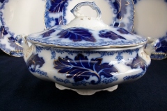 JOHNSON BROTHERS NORMANDY (FLOW BLUE)-  ROUND COVERED SERVING BOWL    ..... https://www.jaapiesFineChinaStore.com