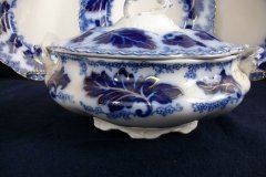 JOHNSON BROTHERS NORMANDY (FLOW BLUE)-  ROUND COVERED SERVING BOWL    ..... https://www.jaapiesFineChinaStore.com