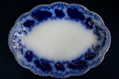 JOHNSON BROTHERS NORMANDY (FLOW BLUE)-  SMALL SERVING PLATTER 10 1/2"    ..... https://www.jaapiesFineChinaStore.com