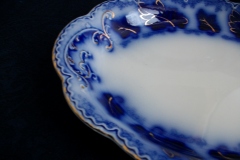 JOHNSON BROTHERS NORMANDY (FLOW BLUE)-  SMALL SERVING PLATTER 10 1/2"    ..... https://www.jaapiesFineChinaStore.com