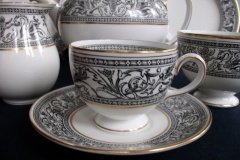 WEDGWOOD FLORENTINE BLACK- CUP & SAUCER