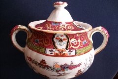 MASON'S #447 CANTON RED-  COVERED SUGAR BOWL   .....   http://jaapiesfinechinastore.com
