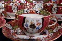 MASON'S #447 CANTON RED-  DEMI  CUP & SAUCER   .....   http://jaapiesfinechinastore.com