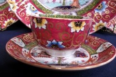 MASON'S #447 CANTON RED-  DEMI  CUP & SAUCER   .....   http://jaapiesfinechinastore.com