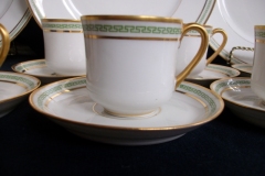 PORCELAINE LIMOUSINE/MARTIAL REDON GREEN GREEK KEY -DEMI CUP & SAUCER   ..... https://www.jaapiesfinechinastore.com