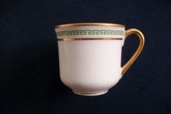 PORCELAINE LIMOUSINE/MARTIAL REDON GREEN GREEK KEY -DEMI CUP & SAUCER   ..... http://jaapiesfinechinastore.com