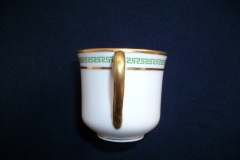 PORCELAINE LIMOUSINE/MARTIAL REDON GREEN GREEK KEY -DEMI CUP & SAUCER   ..... https://www.jaapiesfinechinastore.com