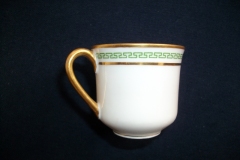 PORCELAINE LIMOUSINE/MARTIAL REDON GREEN GREEK KEY -DEMI CUP & SAUCER   ..... https://www.jaapiesfinechinastore.com