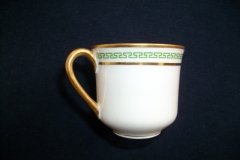 PORCELAINE LIMOUSINE/MARTIAL REDON GREEN GREEK KEY -DEMI CUP & SAUCER   ..... http://jaapiesfinechinastore.com