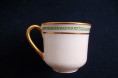 PORCELAINE LIMOUSINE/MARTIAL REDON GREEN GREEK KEY -DEMI CUP & SAUCER   ..... https://www.jaapiesfinechinastore.com