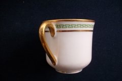 PORCELAINE LIMOUSINE/MARTIAL REDON GREEN GREEK KEY -DEMI CUP & SAUCER   ..... http://jaapiesfinechinastore.com