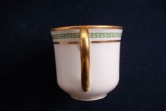 PORCELAINE LIMOUSINE/MARTIAL REDON GREEN GREEK KEY -DEMI CUP & SAUCER   ..... http://jaapiesfinechinastore.com