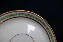 PORCELAINE LIMOUSINE/MARTIAL REDON GREEN GREEK KEY -DEMI CUP & SAUCER   ..... https://www.jaapiesfinechinastore.com