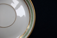 PORCELAINE LIMOUSINE/MARTIAL REDON GREEN GREEK KEY -DEMI CUP & SAUCER   ..... https://www.jaapiesfinechinastore.com