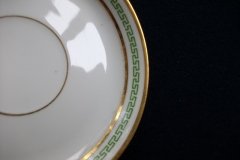 PORCELAINE LIMOUSINE/MARTIAL REDON GREEN GREEK KEY -DEMI CUP & SAUCER   ..... http://jaapiesfinechinastore.com