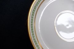 PORCELAINE LIMOUSINE/MARTIAL REDON GREEN GREEK KEY -DEMI CUP & SAUCER   ..... http://jaapiesfinechinastore.com