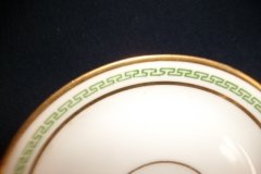 PORCELAINE LIMOUSINE/MARTIAL REDON GREEN GREEK KEY -DEMI CUP & SAUCER   ..... http://jaapiesfinechinastore.com