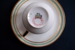 PORCELAINE LIMOUSINE/MARTIAL REDON GREEN GREEK KEY -DEMI CUP & SAUCER   ..... https://www.jaapiesfinechinastore.com